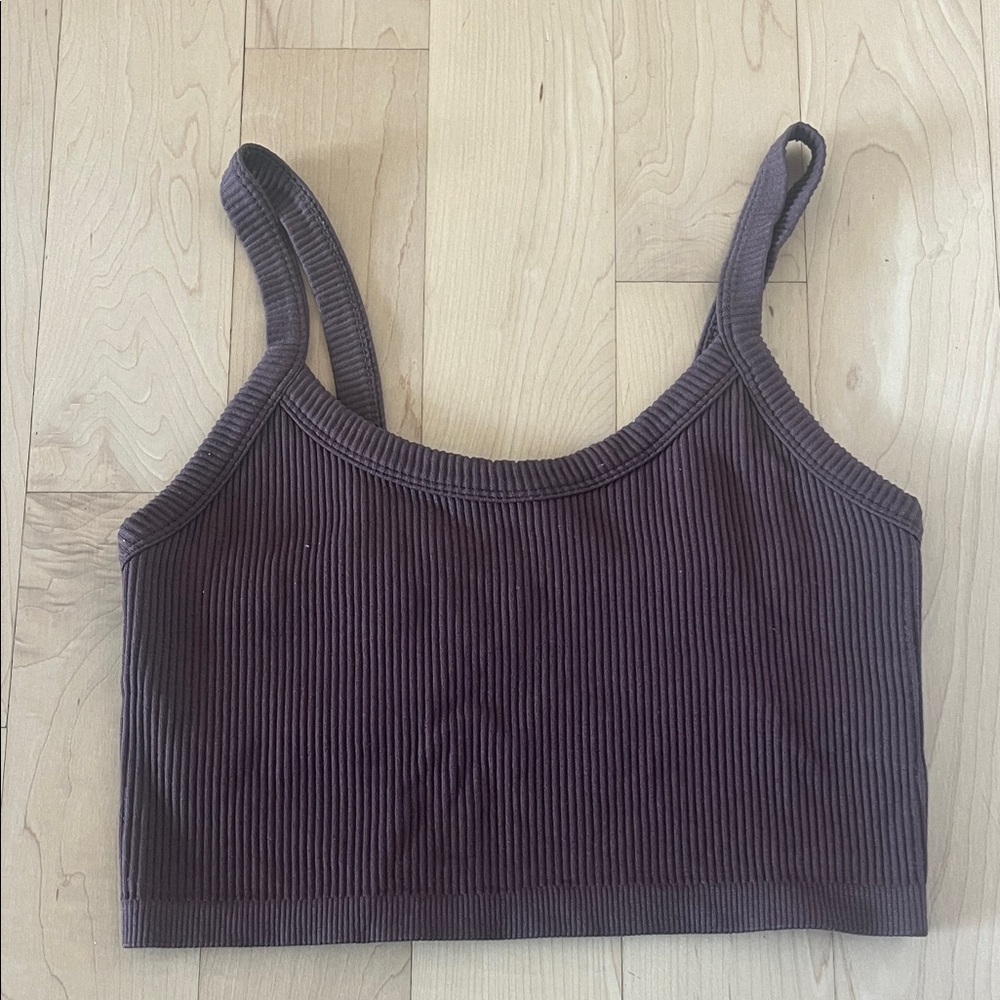 Ribbed Brown Crop Top